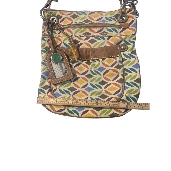 Fossil Multicolor Geometric Print Canvas Crossbody Bag with Leather Trim - Picture 5 of 10